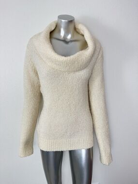 Gap Boucle Sweater Cream Ivory Cowl Neck Knit L